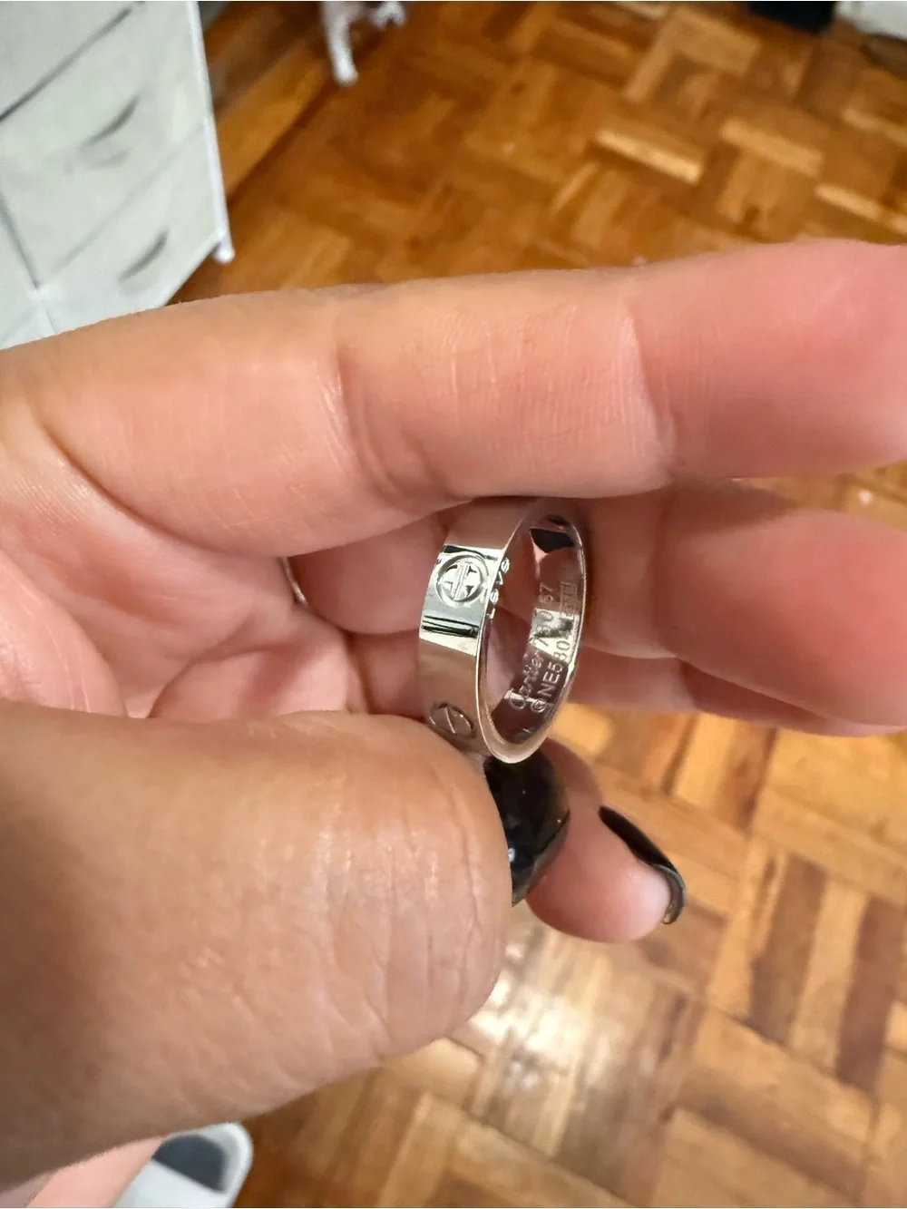 Sterling Silver Stacked Screw Motif Band - Unknown Brand